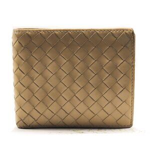 Bottega Veneta Intrecciato Bifold Wallet/Tan Leather/Coin Pocket/Made in Italy